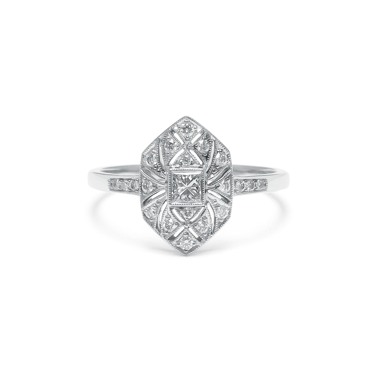 DIAMOND ART DECO HEXAGON RING