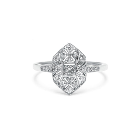 DIAMOND ART DECO HEXAGON RING