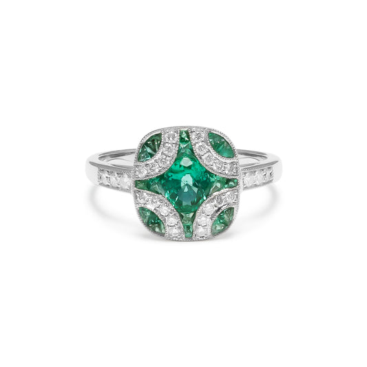 EMERALD DIAMOND ART DECO RING