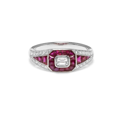 RUBY DIAMOND ART DECO RING