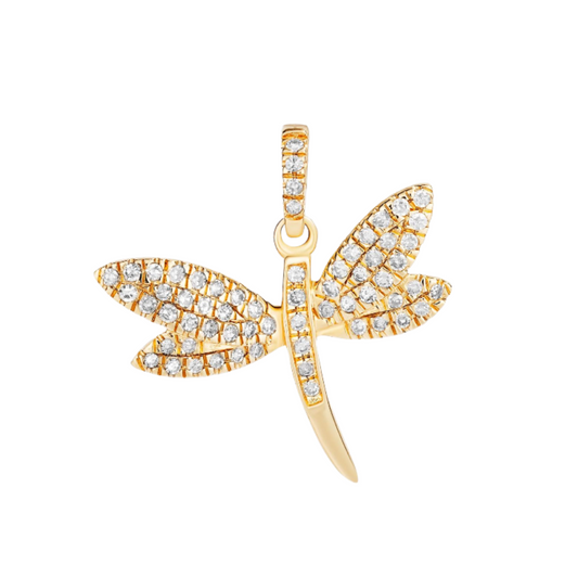 14K YELLOW GOLD DIAMOND DRAGONFLY CHARM