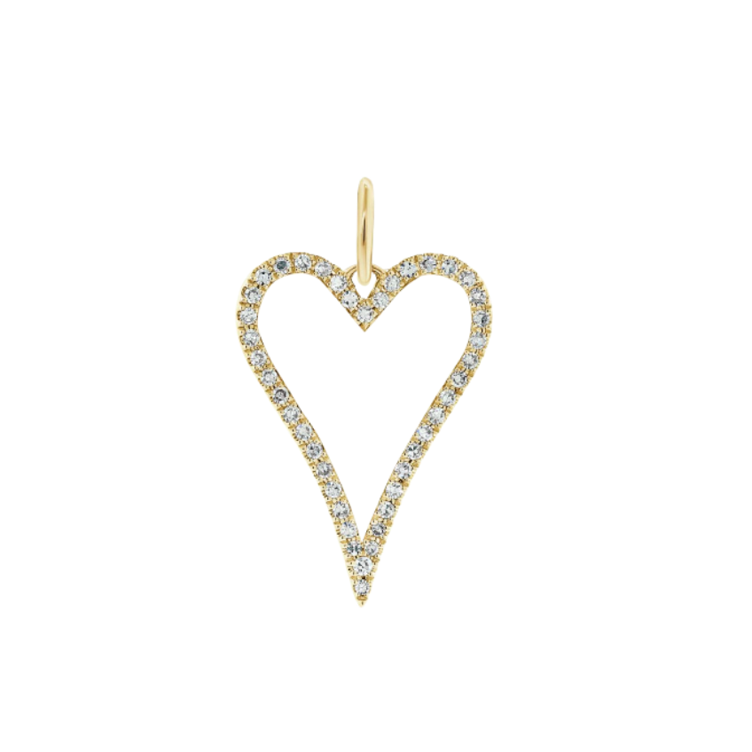 14K YELLOW GOLD DIAMOND HEART CHARM
