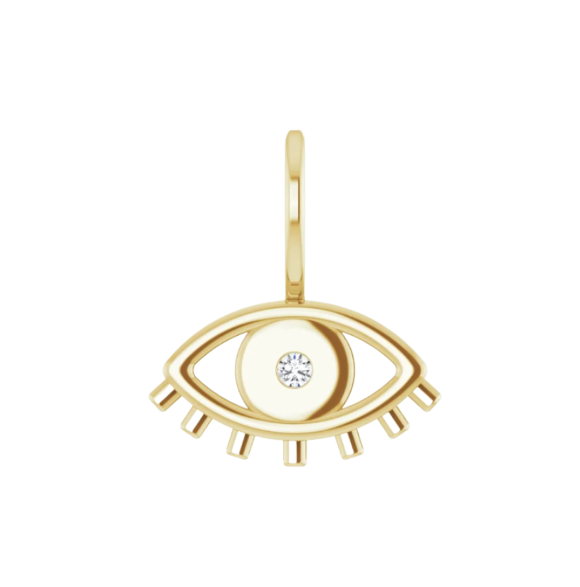 14K YELLOW GOLD DIAMOND EYE CHARM